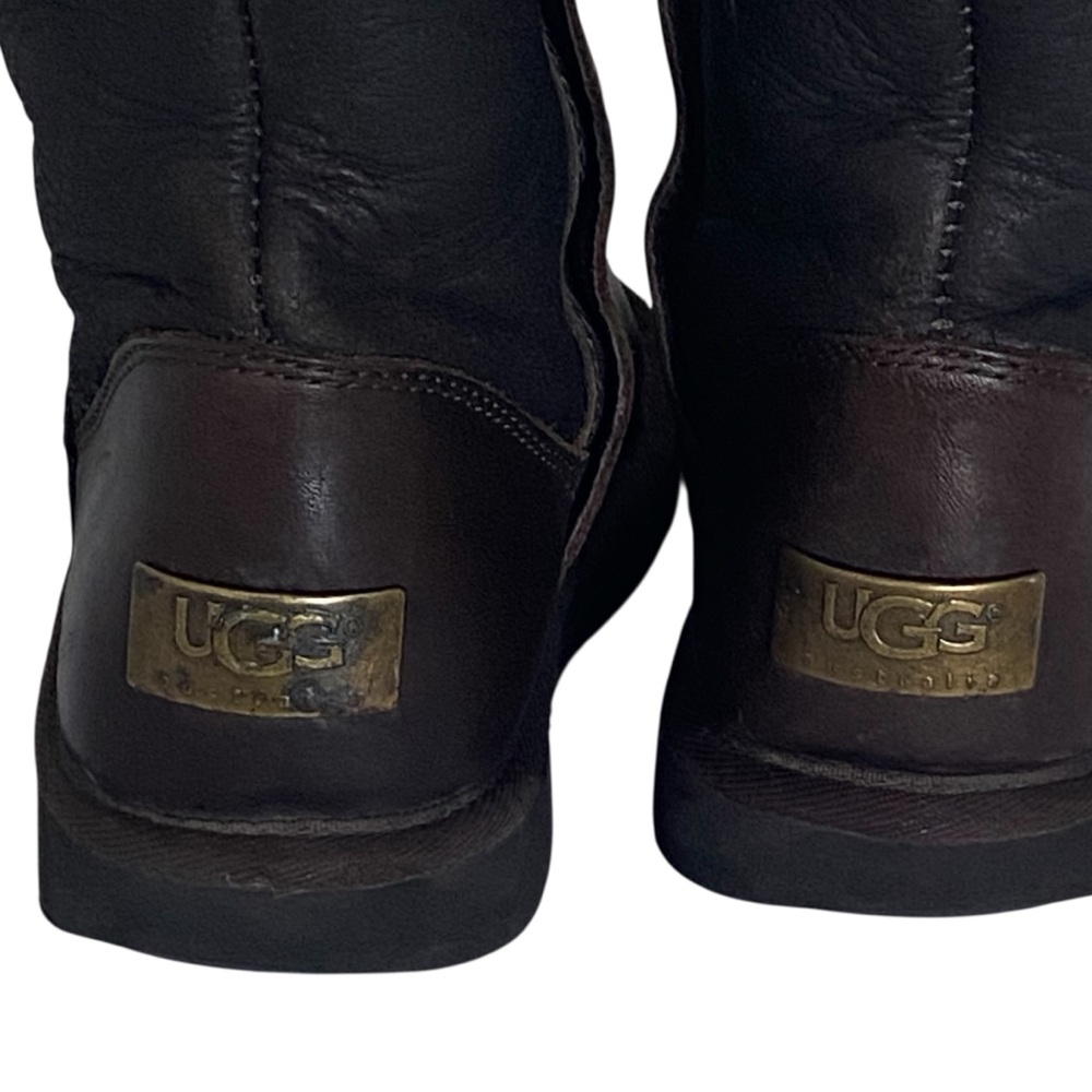 UGG Sheepskin & Leather Brown Tall Winter Boots - Excellent Condition - W5 - Picture 6 of 15